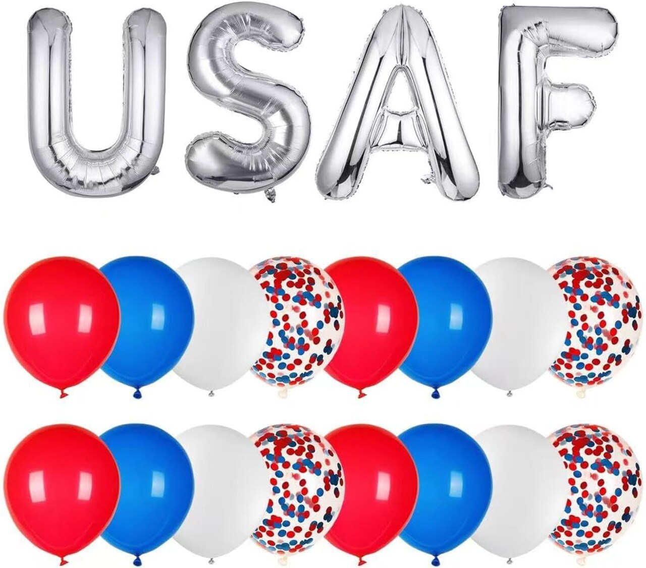 Patriotic USAF Balloons,US Air Force Theme Party Decorations,4 USAF Mylar Balloons & 16 Patriotic Latex Balloons.Great for Patriotic Events &Graduation &Ritirement &Homecomings